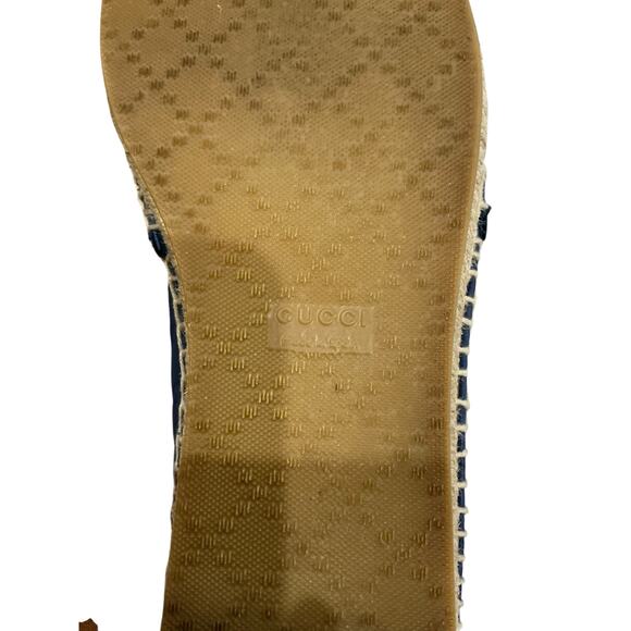 Gucci Microguccissima Blue Leather Espadrilles Size 8 GG Monogram Made in Spain - Picture 12 of 12